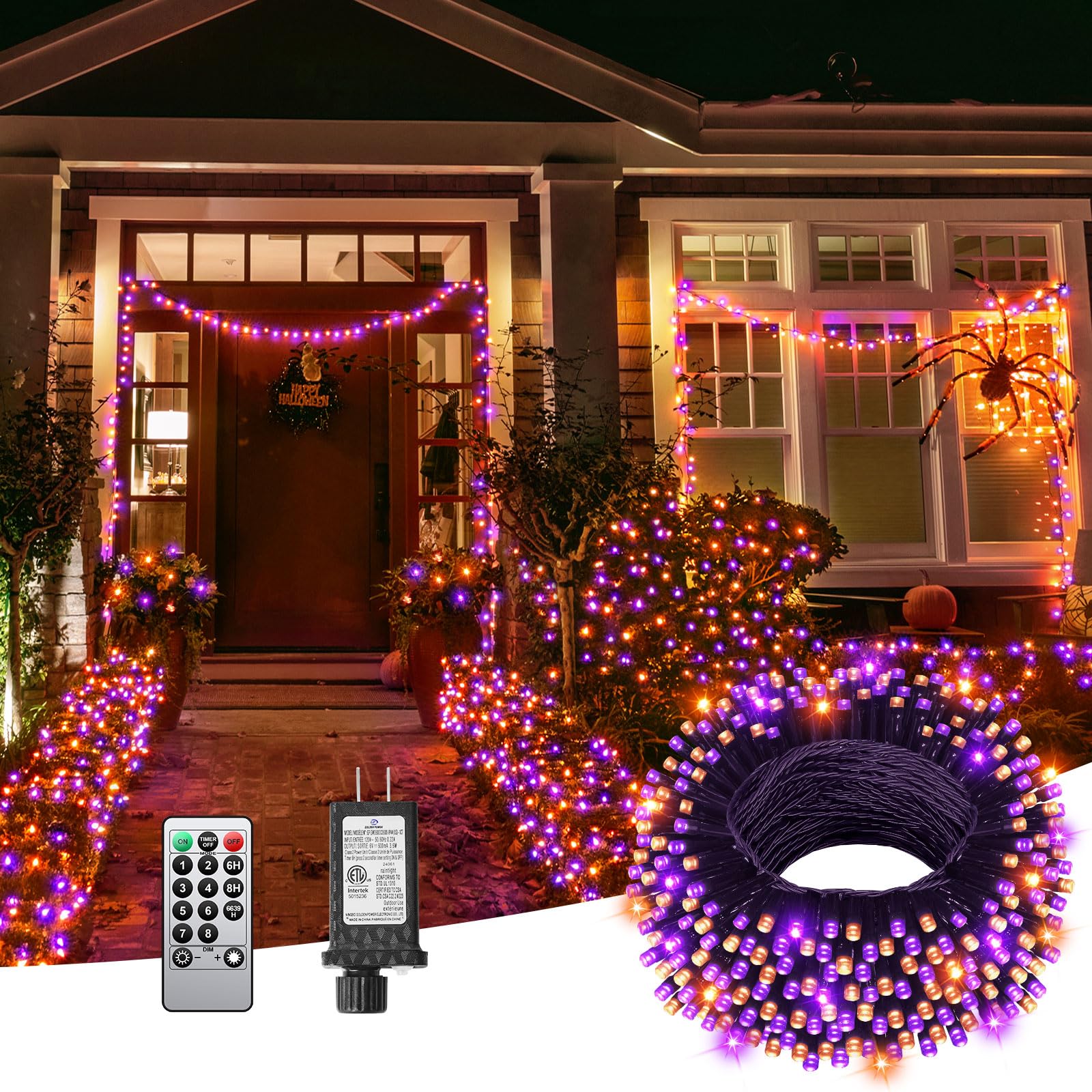 Halloween String Lights 200-380 LED 65.6-124.7ft | Purple Orange