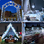 Cool white 100 LED battery string lights decorating garden, bedroom, camping and balcony
