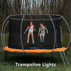 Cool White solar rope lights around a trampoline enclosure