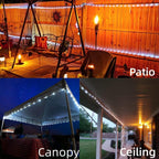 Cool White IP44 waterproof solar rope lights, clear 0.2in tube detail