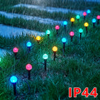 Cool white solar crystal bubble ball stake lights in garden at night